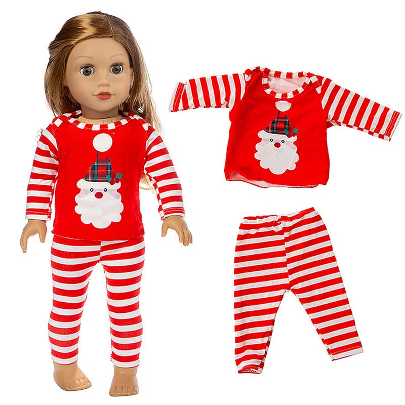 Ecore Fun Ecore un 2 Set 18 Inch Doll Christmas Clothes Dress Pajamas Outfits for 18 Inch Girl Doll - Image 4
